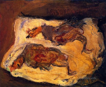 チャイム・スーティン Painting - 白い布の上の鶏 1925年 Chaim Soutine